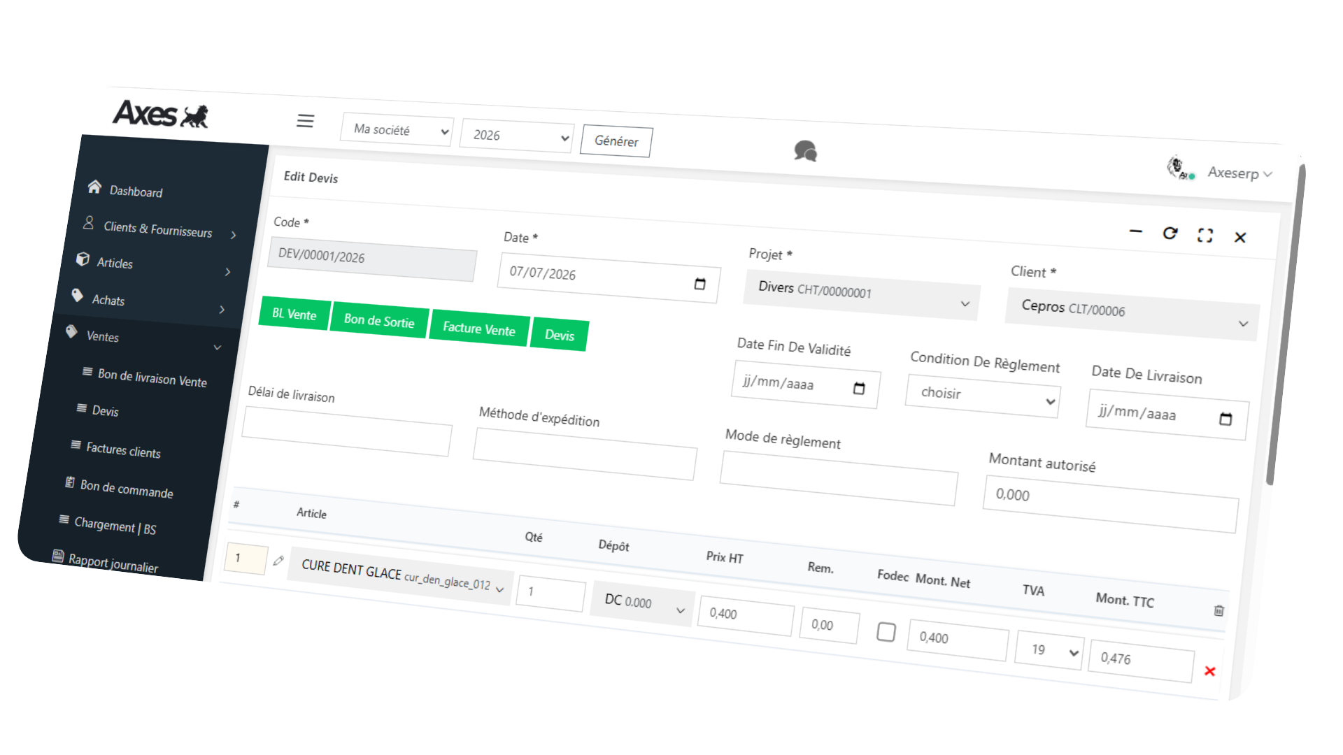 AXES ERP solution commercial cloud